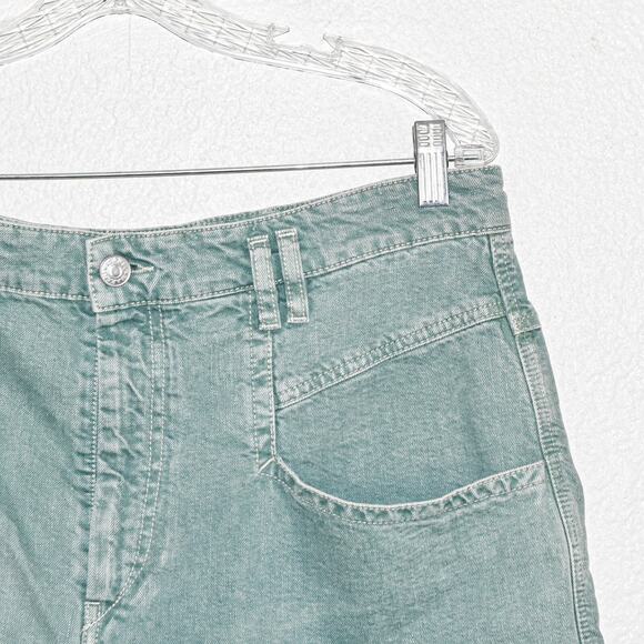 Isabel Marant $335 Esquia High-Waisted Denim Shorts in Washed Green 44 34w - Picture 6 of 11